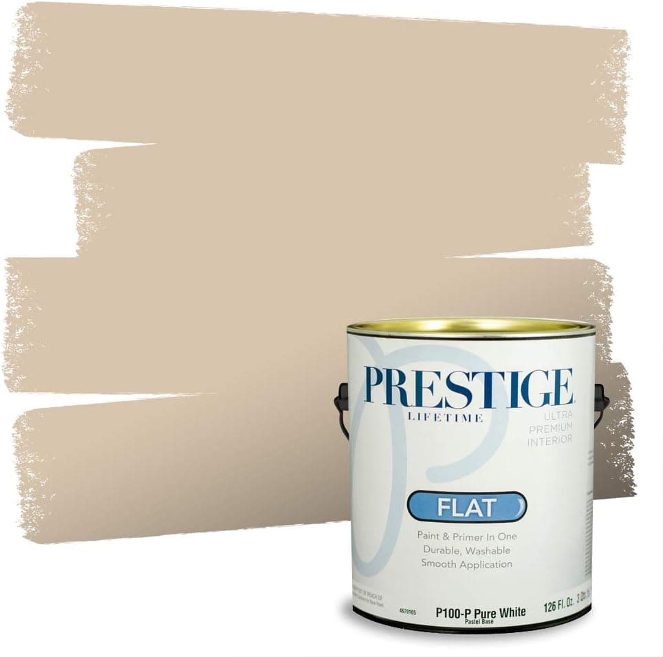 PRESTIGE Paints Interior Paint and Primer In One, 1-Gallon, Flat, Comparable Match of Sherwin Williams* Kilim Beige*