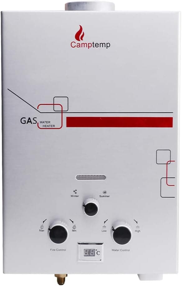 Propane Tankless Water Heater,1.58GPM/6L Indoor&Outdoor Portable Gas Hot Water Heater.Easy to Install,Low Pressure Startup,Overheating Protection,Digital Display With Shower Head,Lightweight