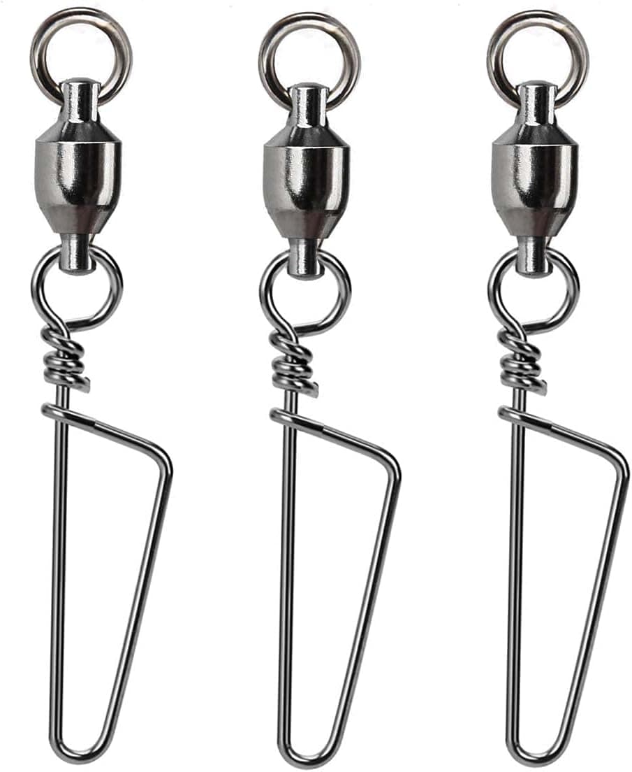 30Pcs Fishing Ball Bearing Swivel with Coastlock Snap Swivels High Strength Stainless Steel Fishing Swivels Saltwater Corrosion Resistant Terminal Tackle for Freshwater Fishing