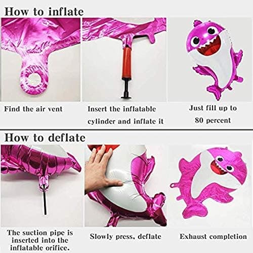 6 Pack Shark Family Balloons for Baby Cute Shark Theme Kids Birthday Party Decorations Sea World Party Balloons Set