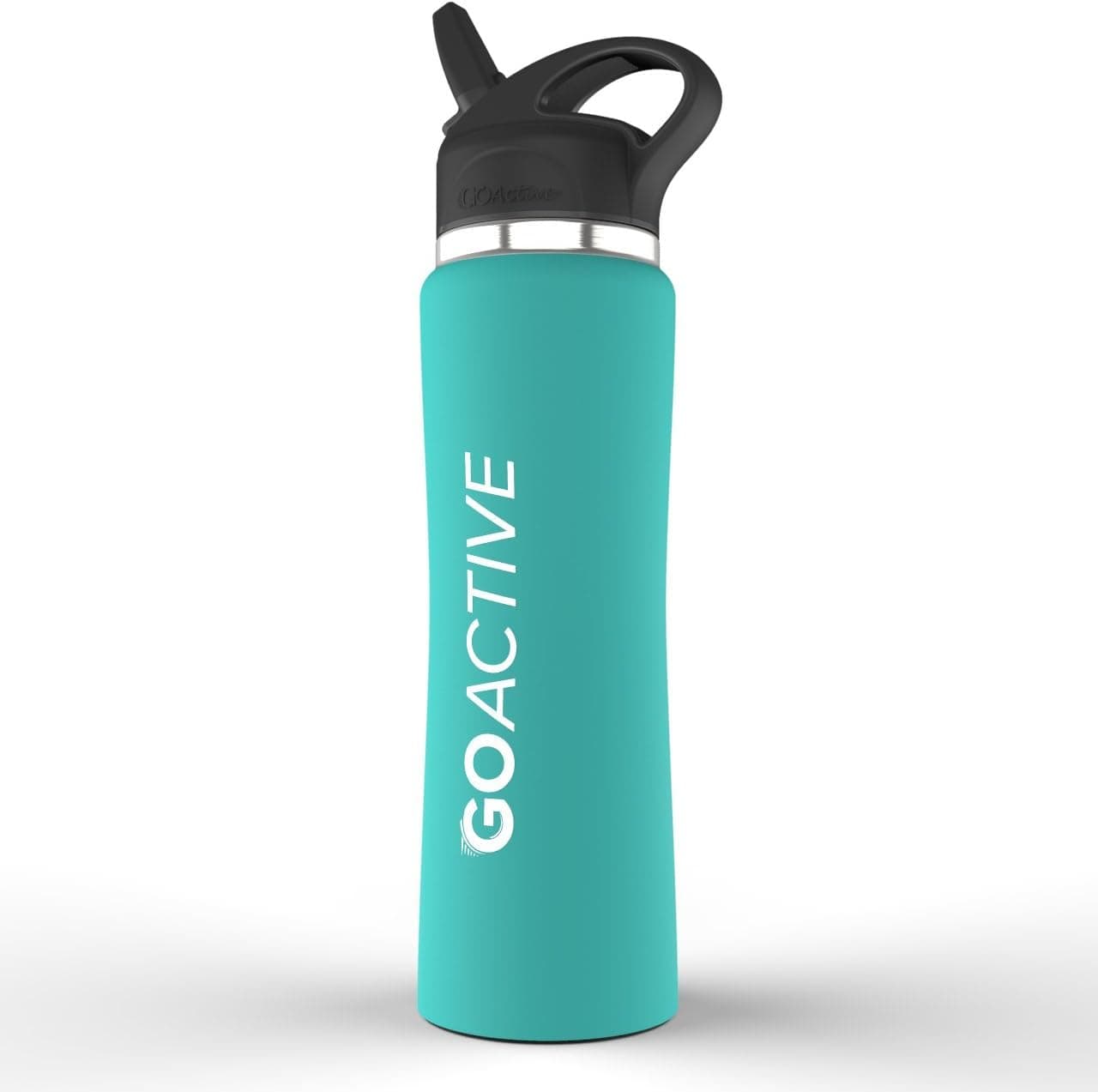 GO Active Insulated Water Bottle with Straw. Stainless Steel Double Wall Sport Bottle Keeps ice Cubes Over 24 Hours!