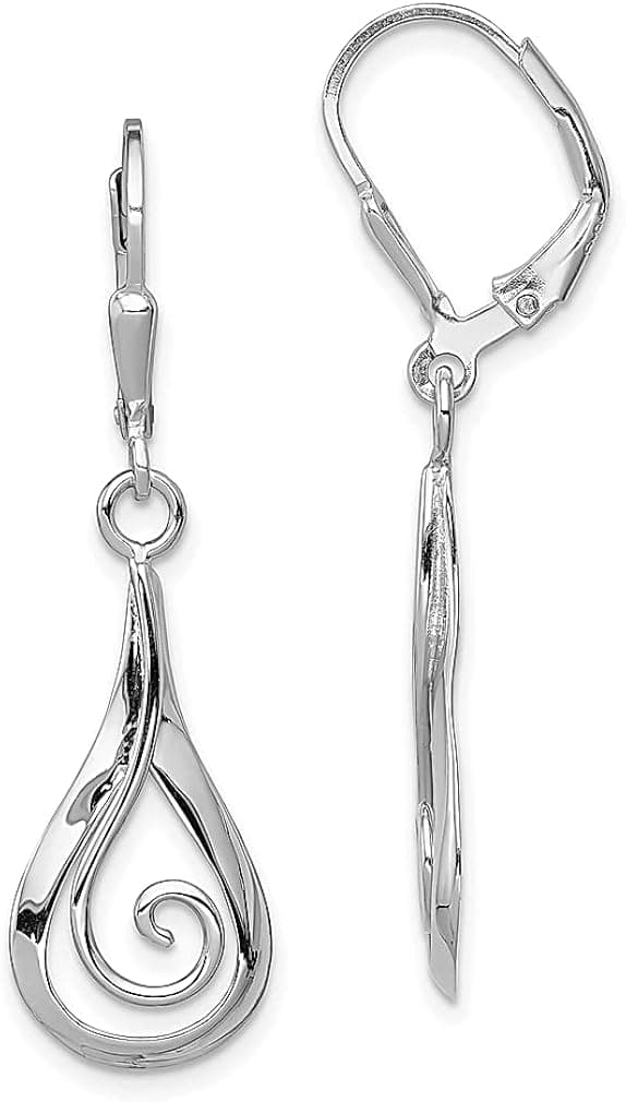 925 Sterling Silver Swirl Teardrop Dangle Leverback Drop Fine Jewelry For Women Gifts For Her