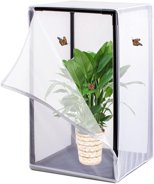 Antoll 30" Black Large Butterfly Habitat Cage, Monarch Butterfly Habitat, Butterfly Cage for Caterpillars, Flying Insect Mesh Cage, Outdoor Observation Plant, Pop-Up Open Size: 17"x17"x30"