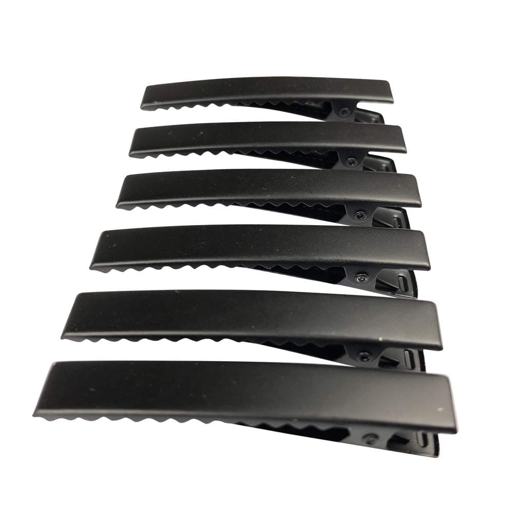 6 Pack Black Double Row Teeth Metal Duckbill Clips Painting Hair Clips Hair Barrettes with Teeth Hair Pins Hair Slide Stylish for Women Girl (4.6cm)