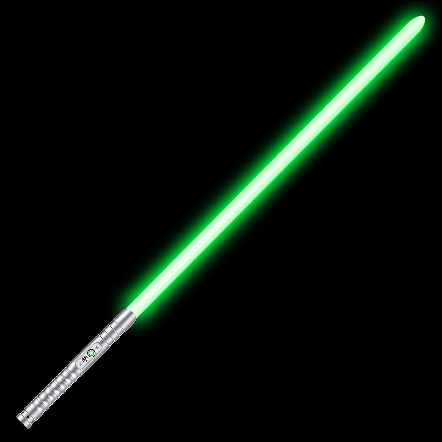 Passnag Light Saber with 3 Mode Sound, Force FX Heavy Dueling, Real RGB 12 Colors Changeable Light Saber with Blaster Sound, Metal Hilt with 1-inch Blade--Silver SN227S