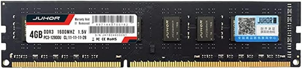 JUHOR DDR3 RAM 4GB 1600MHz (PC3 12800) 240-pin CL11 1.5V UDIMM Desktop PC Computer Memory Module (Black)