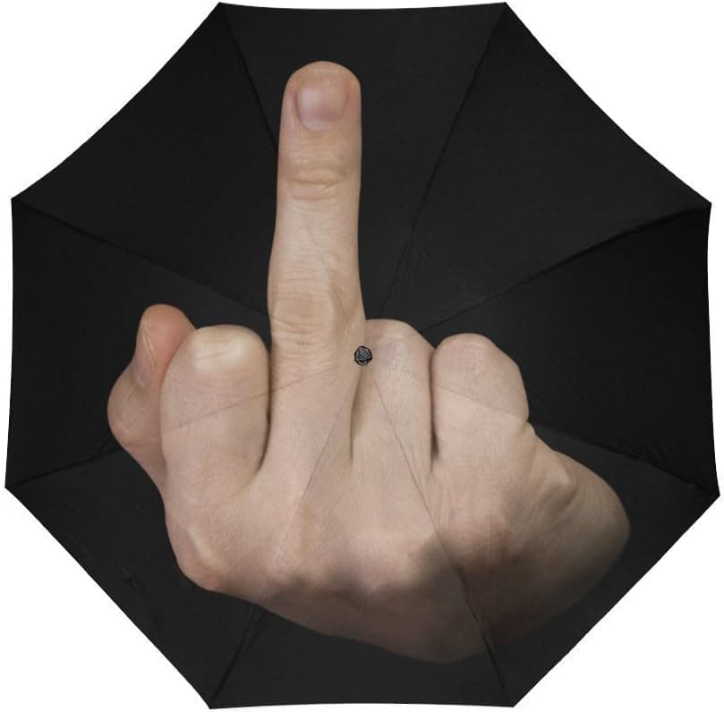 Smiling Face Design Funny Middle Finger Custom Auto Foldable Umbrella Daily Use Travel Use Custom Umbrella Nice Gift for Someone