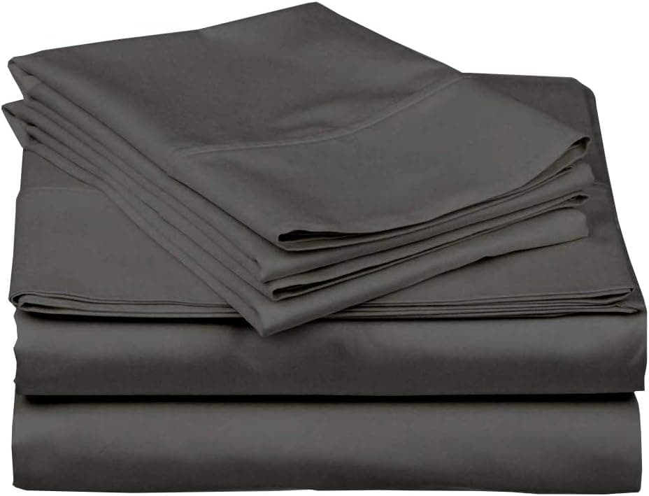 King Size 4 Pieces Sheet Set - Hotel Luxury Bed Sheets - Extra Soft - 10 Inches Deep Pocket - Easy Fit - Breathable & Cooling - Dark Grey Solid