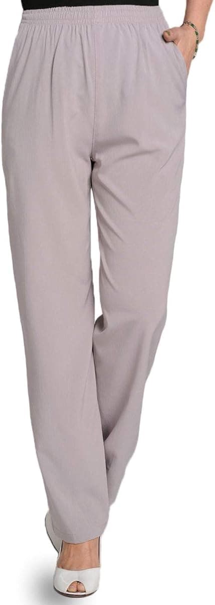 Soojun Women's Seniors Thin Soft Elastic Waist Pull On Pants