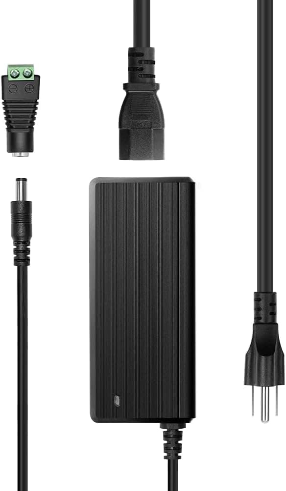 GMJYC 5V 10A 50W Adapter, 100-240V AC to DC 5volt 8.5A 8A 6A Power Supply with 5.5x2.5mm Tip for Christmas Lights, WS2811 WS2812B Pixels Strip Lights, Raspberry Pi, CCTV, Speakers, Routers, 7.5ft Cord