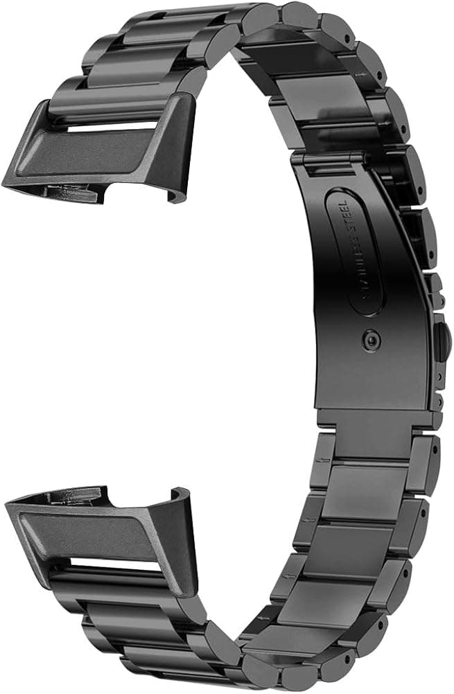 Dsytom Metal Bands Compatible for Fitbit Charge 3 Bands Women Men Small Large,Stainless Steel Replacement Band Wrist Accessories Straps (Black)