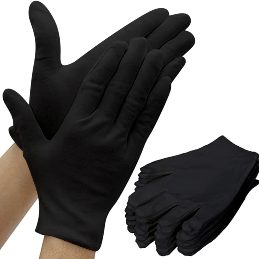 Cotton Gloves, 6 Pairs 8.6'' Large Size Thicker Works Lining Gloves for Coin Jewelry Silver Inspection Formal