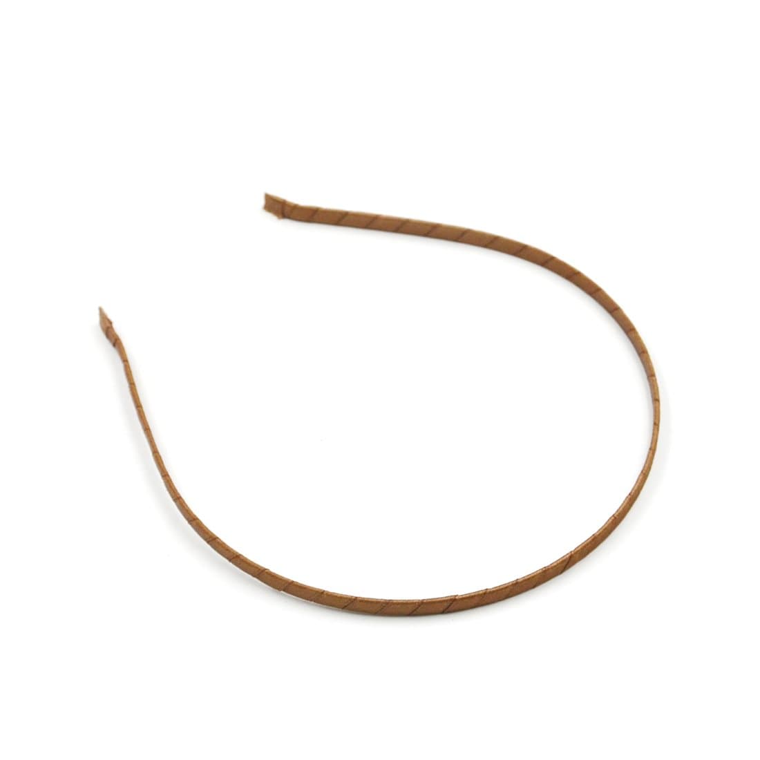 Angelakerry 10pcs Brown 5mm Satin Ribbon Wrapped Metal Hair Headband Elastic DIY Wholesale