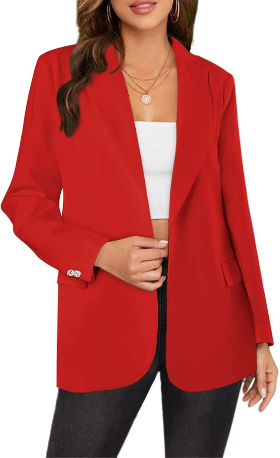 Women’s Blazer & Suit Jackets Womens Casual Blazers Open Front Long Sleeve Work Office Blazer Jackets