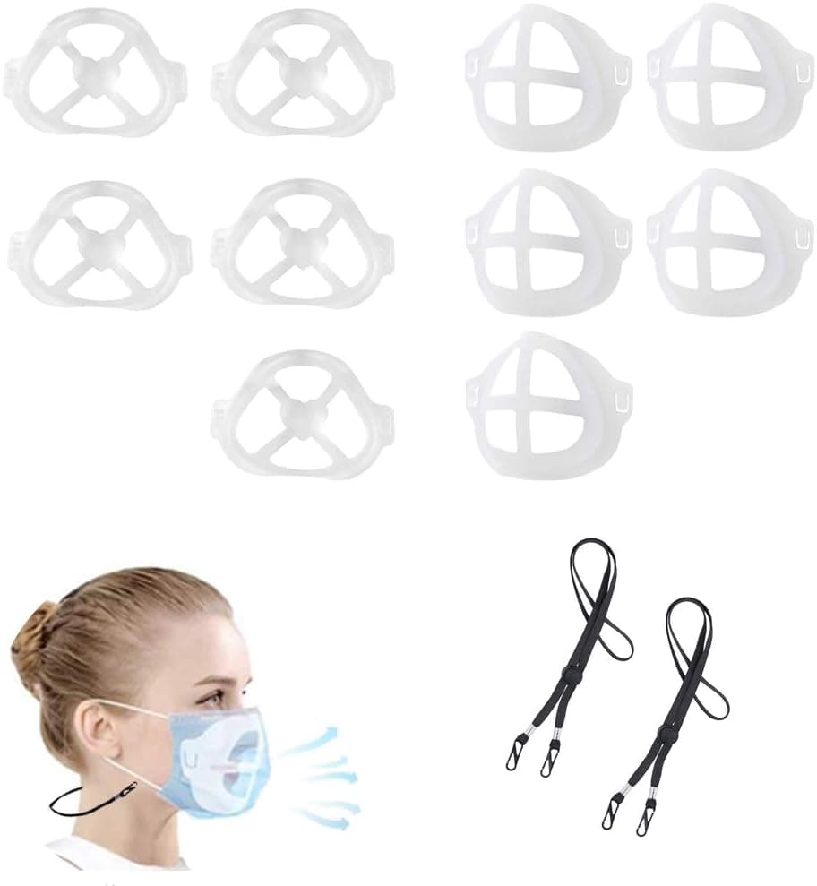 PASNOWFU 3D Soft Face Mask Bracket Internal Support Frame,Face Holder Inner Support Pad for Protect Nose and Mouth, Stand Frame Washable Reusable(10 PCS) (10 PCS)