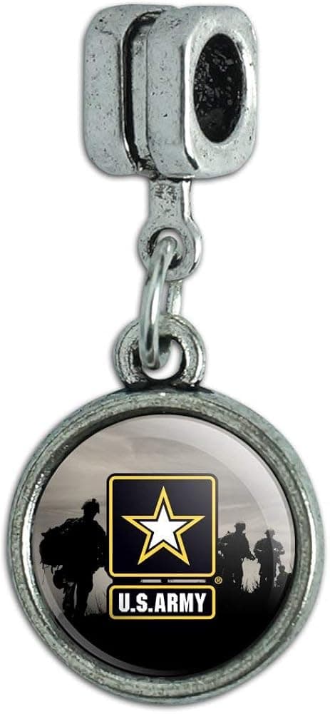 GRAPHICS & MORE U.S. Army Logo with Soldier Silhouettes Italian European Style Bracelet Charm Bead