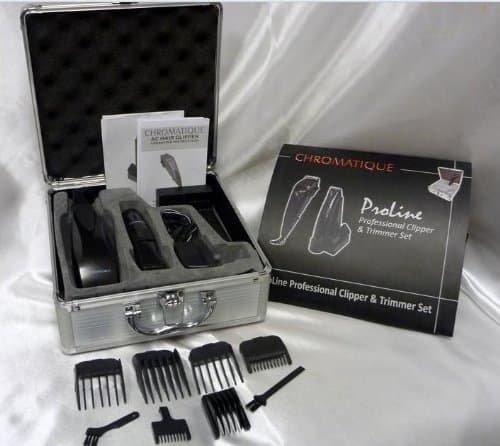 Chromatique Proline Professional Clipper & Cordless Trimmer Set with 8 Attachment Combs and Aluminum Hard Case