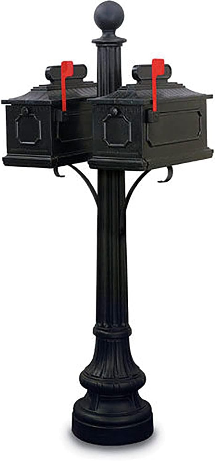 United Visual Products Tallahassee Double Residential Mailbox & Post, Black
