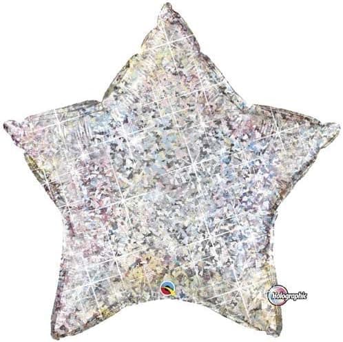 Single Source Party Supplies - 36" Holographic Silver Star Mylar Foil Balloon