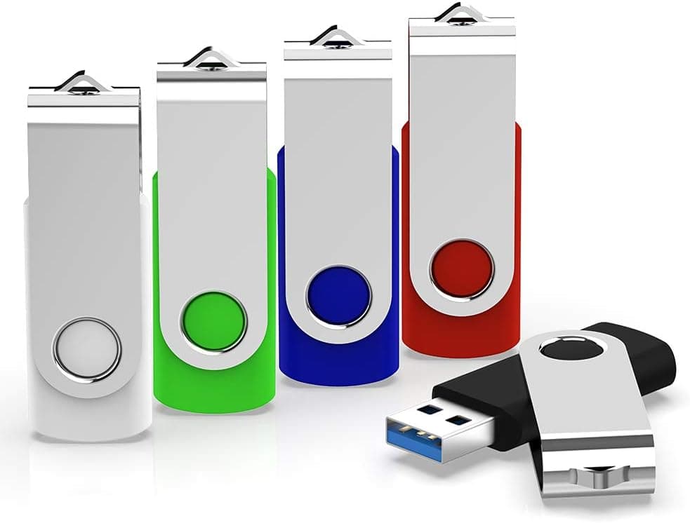 USB 3.0 Flash Drive, 64 GB Flash Drive 3.0 64GB Thumb Drive KEXIN 5 Pack USB Jump Drive Memory Stick Zip Drive, 5 Colors (Black, Blue, Green, White, Red)
