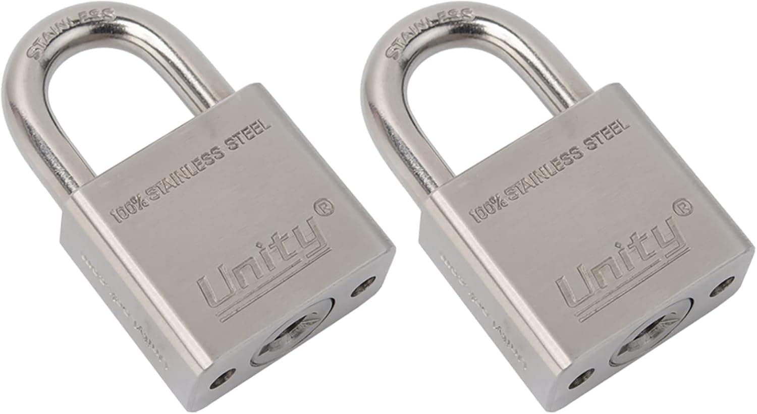 Unity Marine Padlock Keyed Alike 100% Stainless Steel Weatherproof for Sea, Boat, Port, Gate, Anti-Pick (2, 40mm)