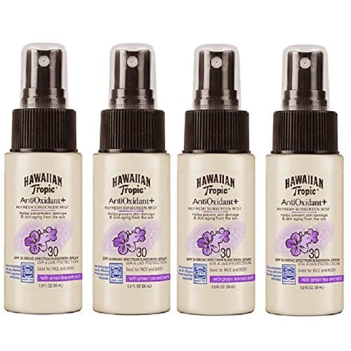 Hawaiian Tropic Antioxidant Sunscreen Spray With Green Tea Extract Pocket Size, SPF 30, 0.9 Ounce, Pack of 4