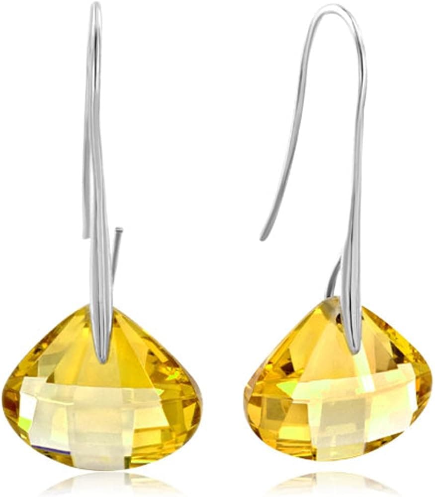 Pugster Clear Shell Swarovski Elements Crystals Dangle Earrings