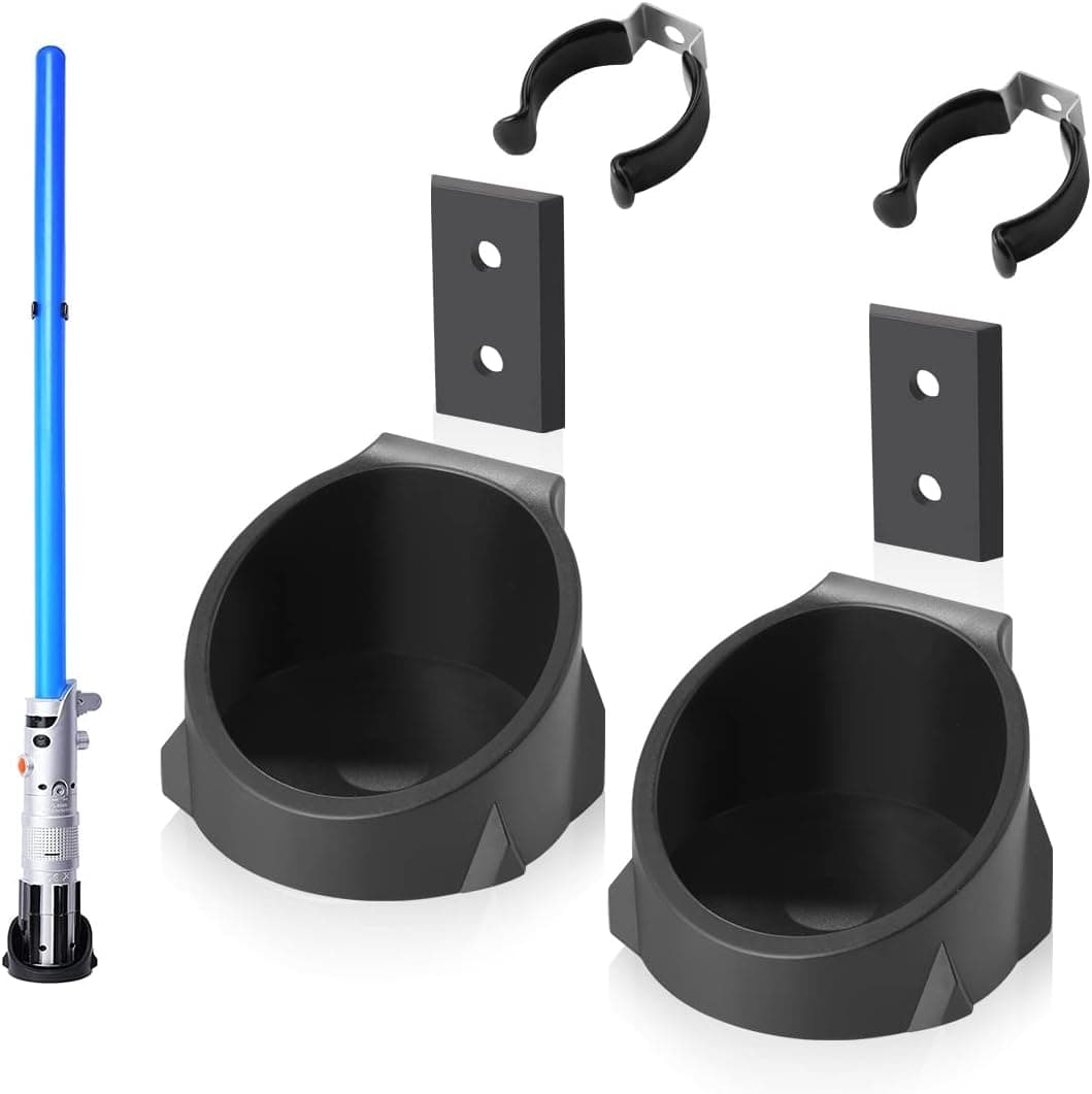 Lenink 2 Pack Lightsaber Wall Mount, Lightsaber Holder Rack Compatible with Galaxy’s Edge Lightsabers and Most Lightsaber (Black)