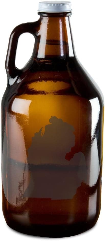 State of Michigan Etched Growler for Beer, Wine, Whiskey, Moonshine, and More!