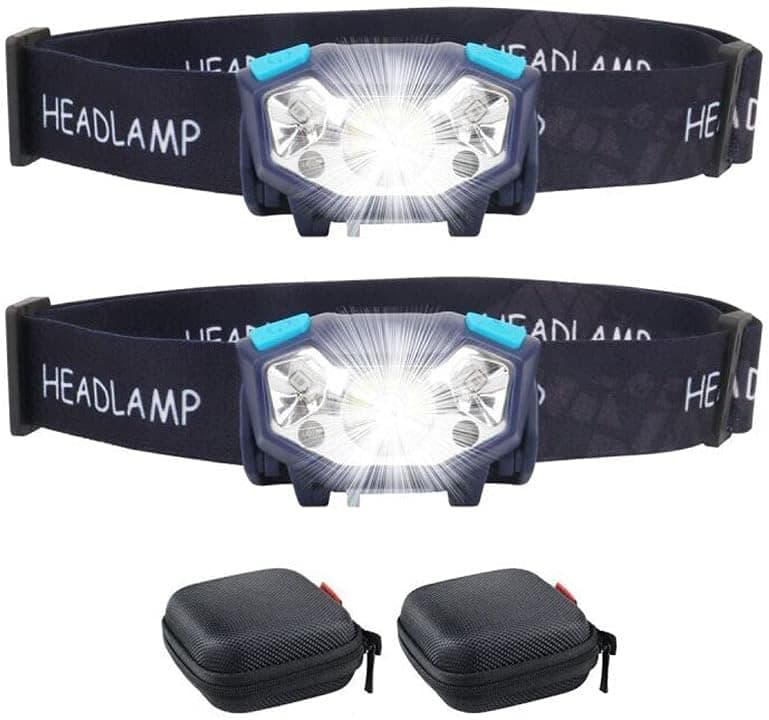 COSOOS 2 Rechargeable Headlamps Flashlight with Carrying Case, Bright LED Headlamp with Red Light,Running Headlamp for Adults,Kids,Camping,Night Jogging,Reading,Only 1.9oz/53g with Battery