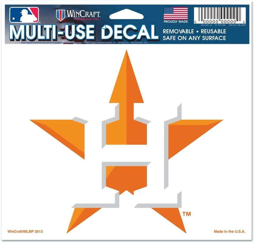 WinCraft MLB Houston Astros 56526081 Multi-Use Colored Decal, 5" x 6"