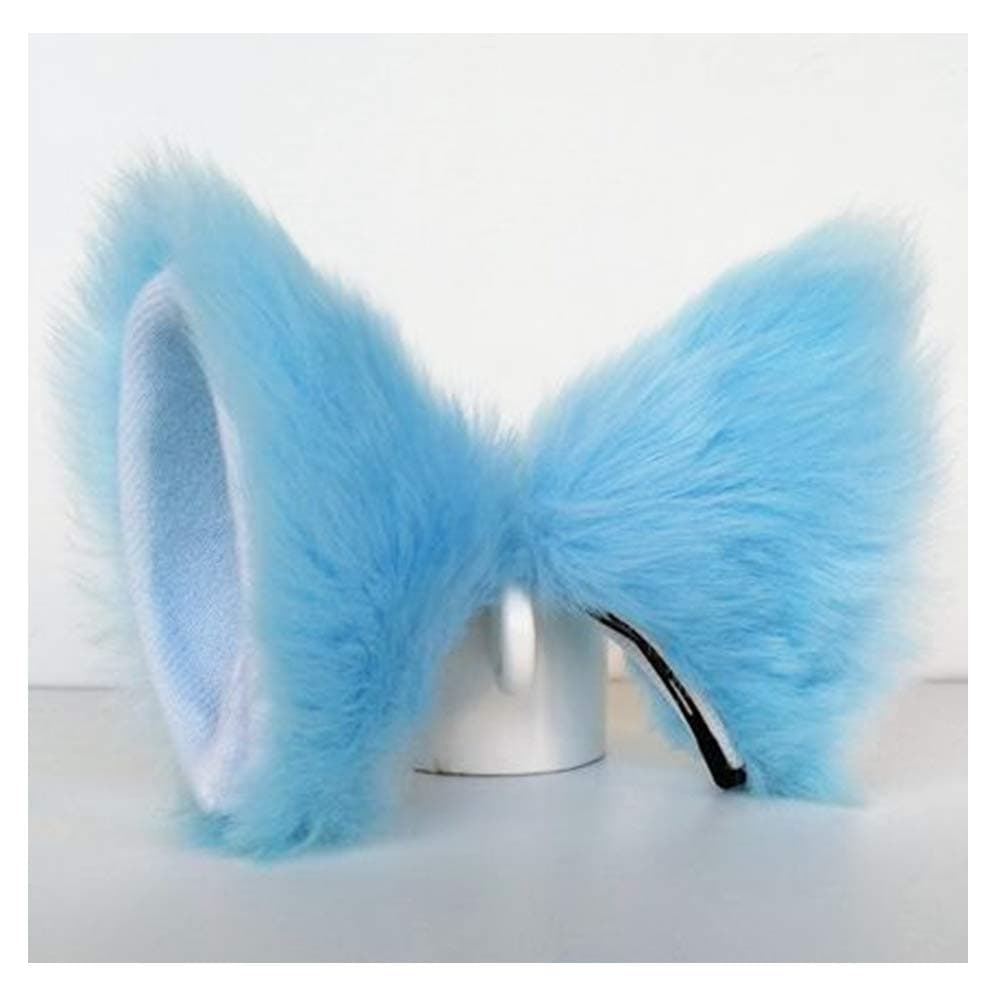Cat Ears Hair Clips Fox Ears Barrettes Women Furry Fur Cat Headpiece Holiday Hair Pins Sweet Halloween Party Decoration Headband Anime Cosplay Costume Kitty Kitten Hair Accessories Blue - White