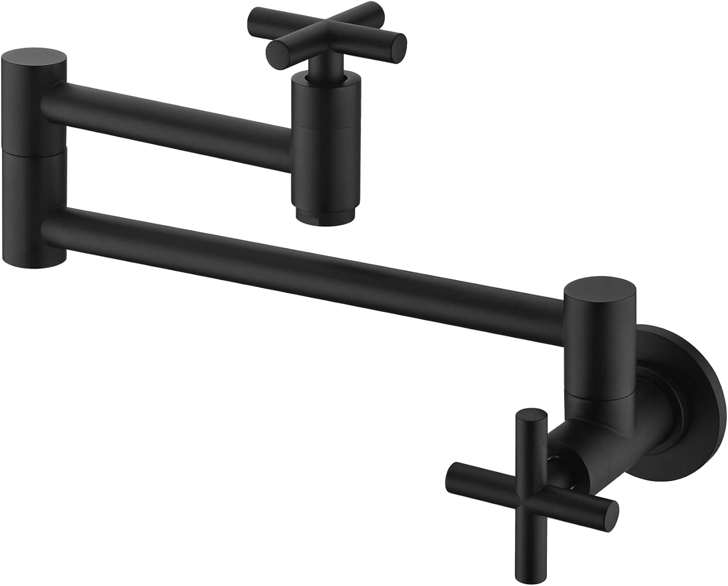 Delle Rosa Pot Filler Faucet, Wall Mount Pot Filler Kitchen Faucet, Folding Stretchable Brass Kitchen Faucet with Single Hole Two Handles, Matte Black