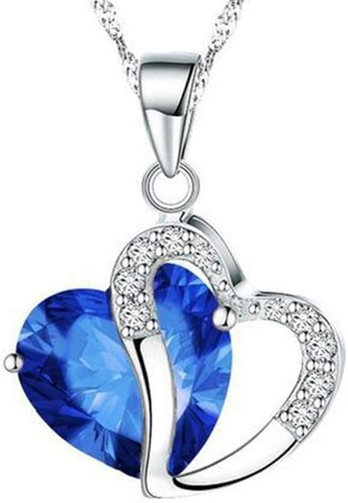 Afco Women Heart Pendant Necklace,Fashion Hollow Multicolor Rhinestone Chain Jewelry