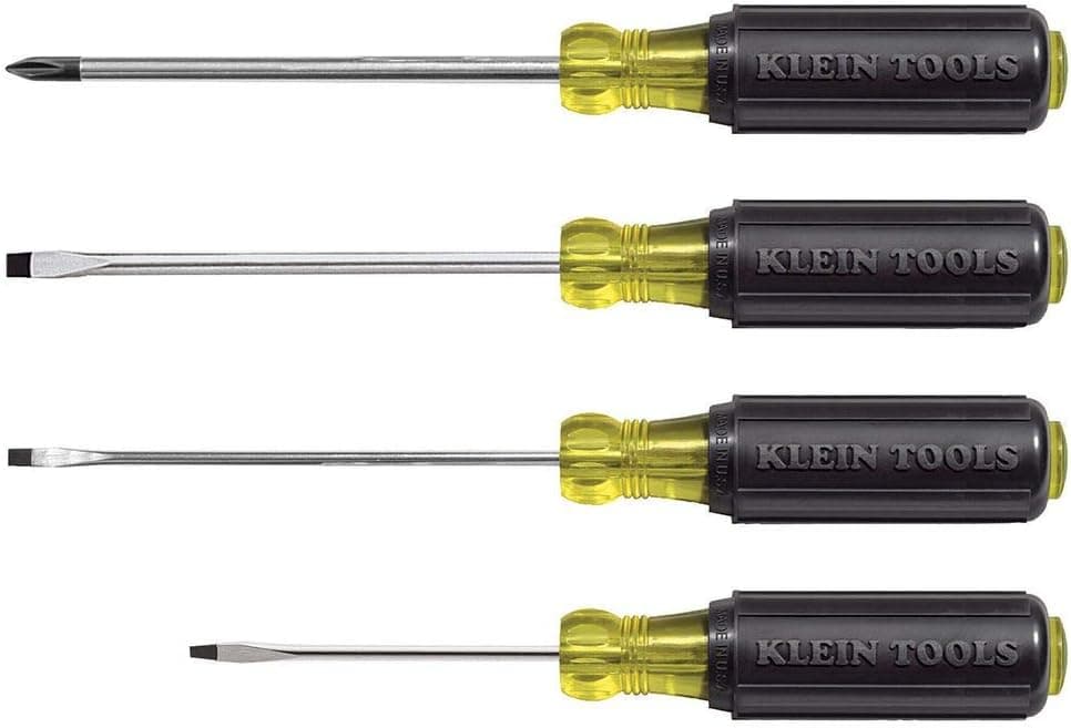 Klein Tools 85484 Screwdriver Set, Mini Slotted and Phillips Screwdrivers with Tip-Ident and Premium Chrome Plasted Shafts, 4-Piece