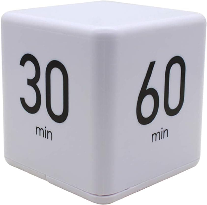 Ranvi TimeCube Timer, 15,20,30 and 60 Minutes, for Time Management, Kitchen Timer, Kids Timer, Workout Timer, White