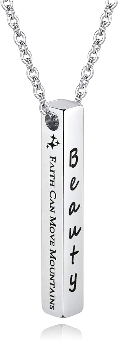 Albeads Personalized Custom Pendant Necklace Unisex Stainless Steel Vertical Cuboid bar Necklace