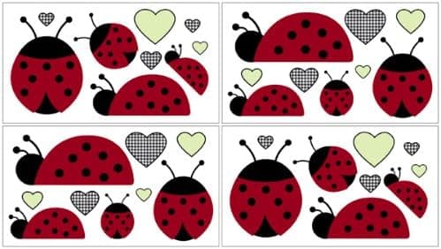 Sweet Jojo Designs Ladybug Parade Wall Decal (Set of 4 Sheets)