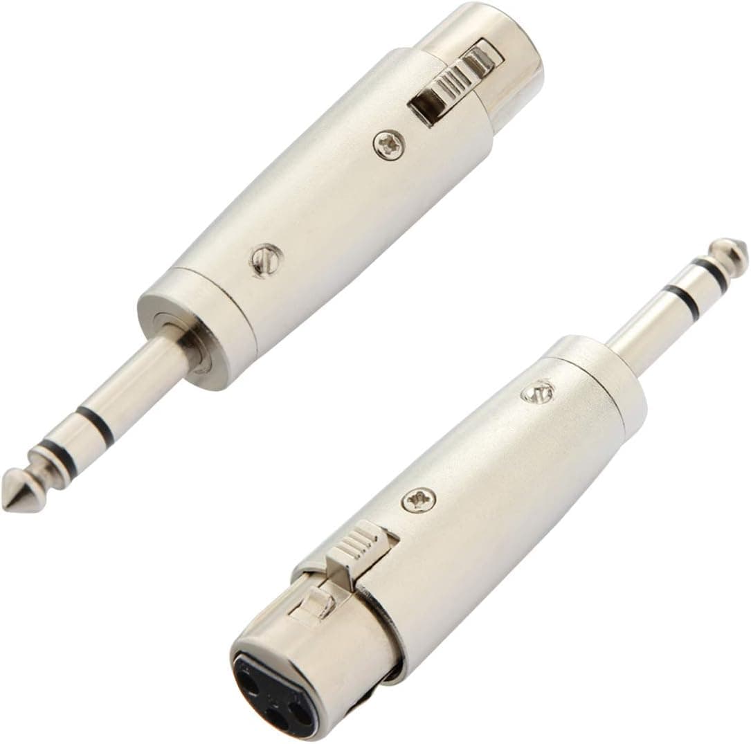 XLR 3 pin Female to 1/4 Adapter, 6.35mm TRS Stereo Plug to XLR Female Audio Adapter Gender Changer Connector, Silver, 2 Pack - JOLGOO