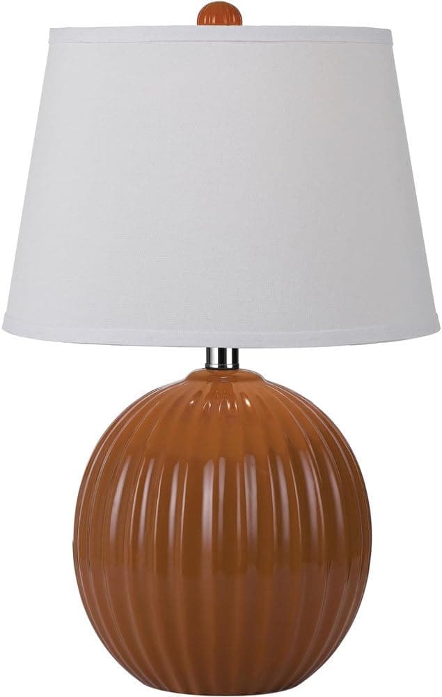 AF Lighting 8569-TL Bleeker Ceramic Ribbed Ball Table Lamp- Orange