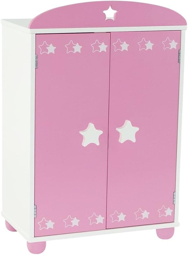 Emily Rose 18 Inch Doll Clothes Closet | 18 Inch Doll Closet Armoire Wardrobe with Star Detail, Includes 5 Wooden Doll Clothes Hangers | Fits 18" American Girl Doll Clothes