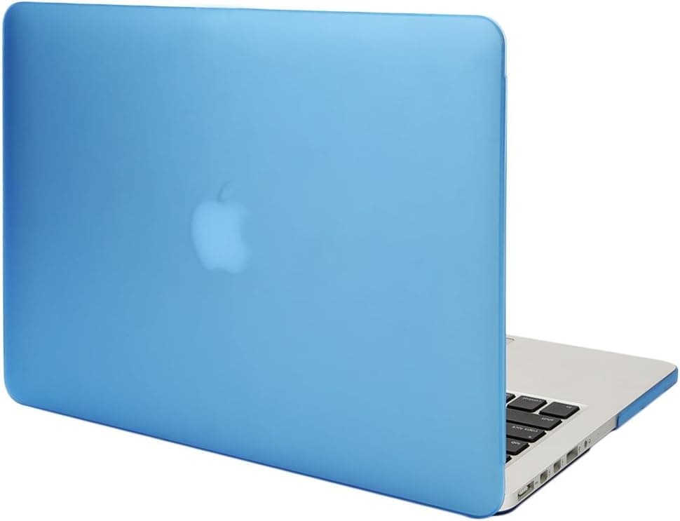 TKOOFN Hard PC Case Crystal Surface Protective Shell + Flannel Sleeve for Apple 13.3-inch MacBook Pro with Retina Display [A1425] [A1502] - Versions from "Late 2012" to "Mid 2014", Blue - PT9202_A