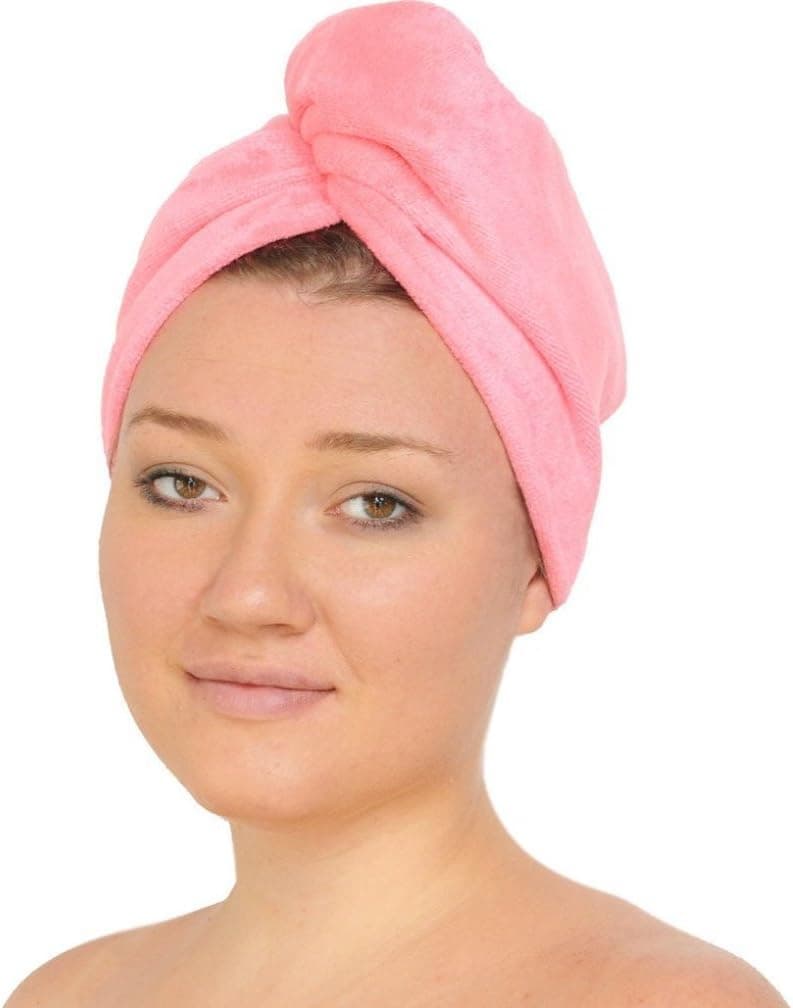 Kleager Shower Hair Towel Super Absorbent Microfiber (2 Pack) Hair Wrap Shower and Swimming Soft Hair Turban Drying Cap - Light Pink
