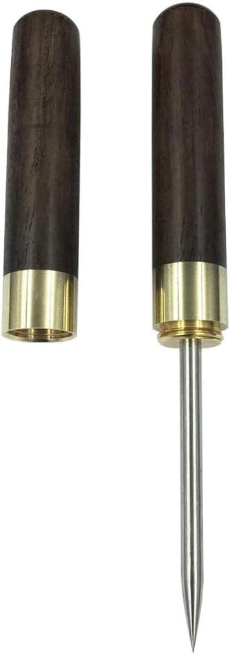 comboss Ice Pick 6.7" Ultra Sharp Stainless Steel with Safety Cover,Wood Handle (Black)