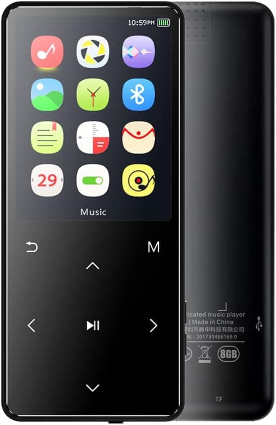 MP3 Music Player with Bluetooth 4.2, GREATLINK 8GB Portable Lossless Digital Audio Player with FM Radio Voice Recorder for Walking Running, Touch Buttons Large Screen (Support up to 128GB)