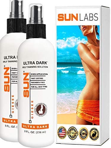 Self Tanning Spray by Sun Laboratories 8oz (2-Pack) - Best Sunless Tanning Solution - Ultra Dark Self Tanner - Natural Sunless Airbrush, Body and Face for Bronzing (Packaging May Very)