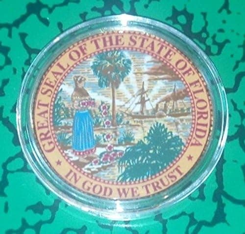 USA State Seal of Florida Colorized Challenge Art Coin