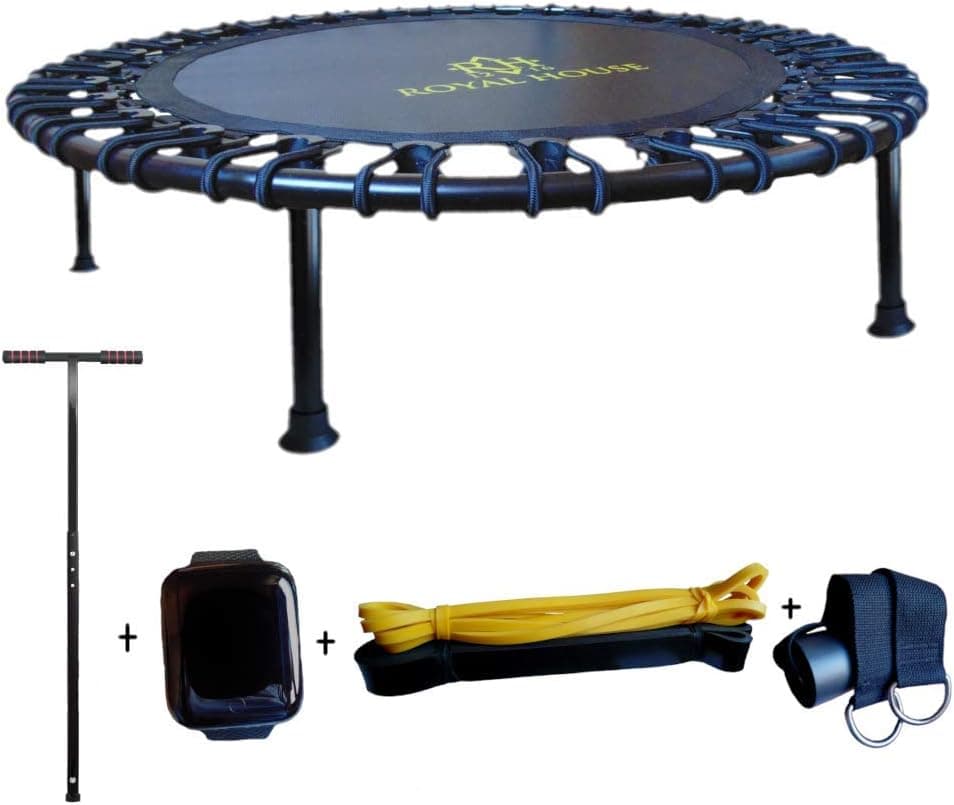 Royal House 1216 Mini 40 "Trampoline for Adults - Fitness Equipment with Calorie Meter and Cardio - Rebounding Workout Indoor with Adjustable Foam Handle - Capacity 450 lbs.