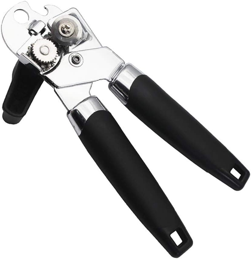 sda Can opener, 4 in 1 manual can opener, sharp stainless steel blade, with non-slip handle, large knob for easy rotation, ergonomic