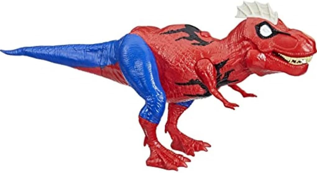 Spider-Man Marvel Web Chompin' Spider-Rex 16-Inch Action Figure with Sounds and Dino Blast Action, Superhero Toys for Kids Ages 4 and Up